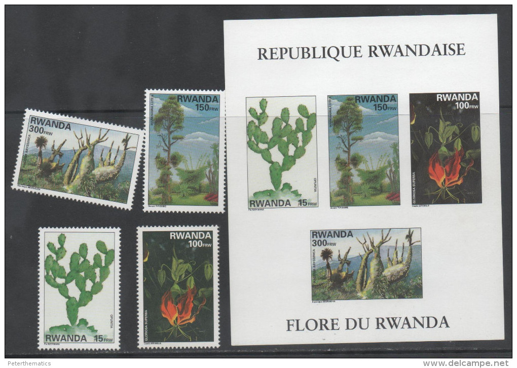 RWANDA ,1995,  MNH, FLORA, CACTI, TREES,  4v+ SHEETLET , SCARCE, - Cactusses