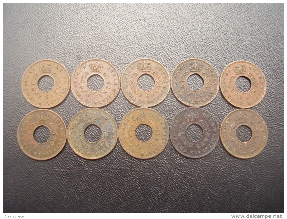 BRITISH EAST AFRICA  KUT ONE CENT COINS BRONZE Of 1962 - TEN All The SAME USED (H) Mint Mark.. - British Colony