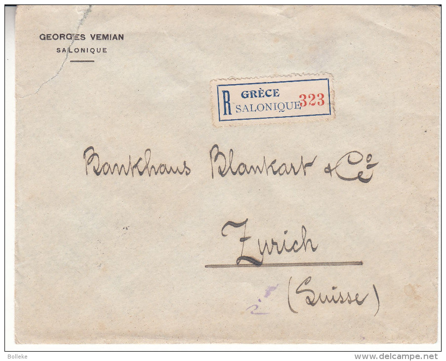 Grèce - Lettre Recommandée De 1922 ° - Expédié Vers La Suisse - Zürich - Covers & Documents