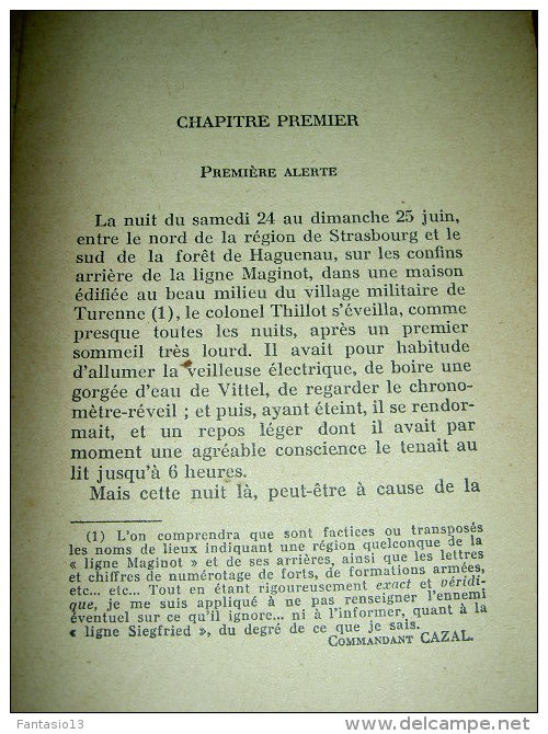 Maginot Siegfried La Guerre! La Guerre! Commandant Cazal 1939  ROMAN / 2e Guerre Mondiale - Guerre 1939-45