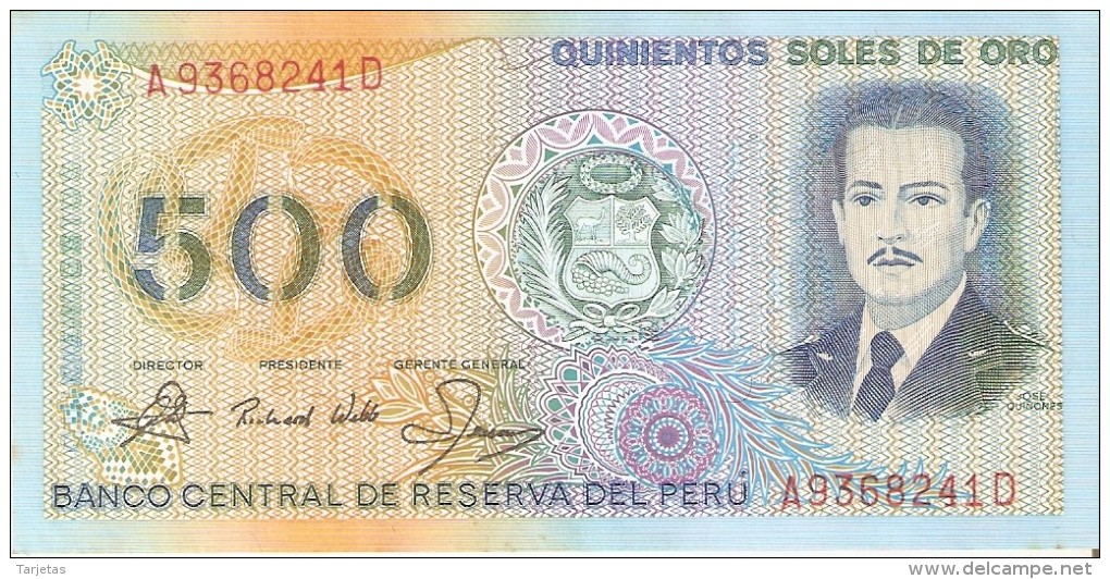 BILLETE DE PERU DE 500 SOLES DE ORO DEL AÑO 1982 (BANKNOTE) SIN CIRCULAR-UNCIRCULATED - Perú