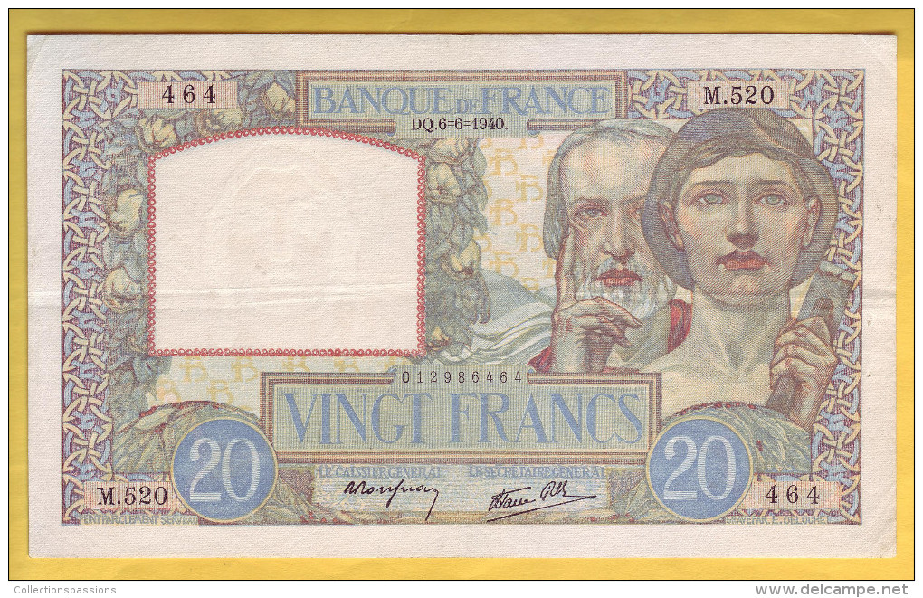 BILLET FRANCAIS - 20 Francs Science Et Travail 6.6.1940 TTB+ - 20 F 1939-1942 ''Science Et Travail''