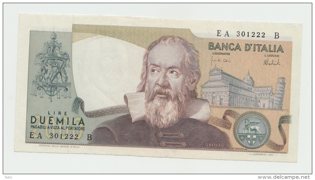 Italy 2000 Lire 1973 AXF+ CRISP Banknote Galileo Pick 103a  103 A - 2000 Lire