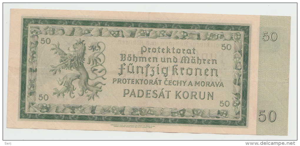 Bohemia &amp; Moravia 50 Korun 1940 VF++ AXF CRISP Banknote Pick 5a - Tweede Wereldoorlog