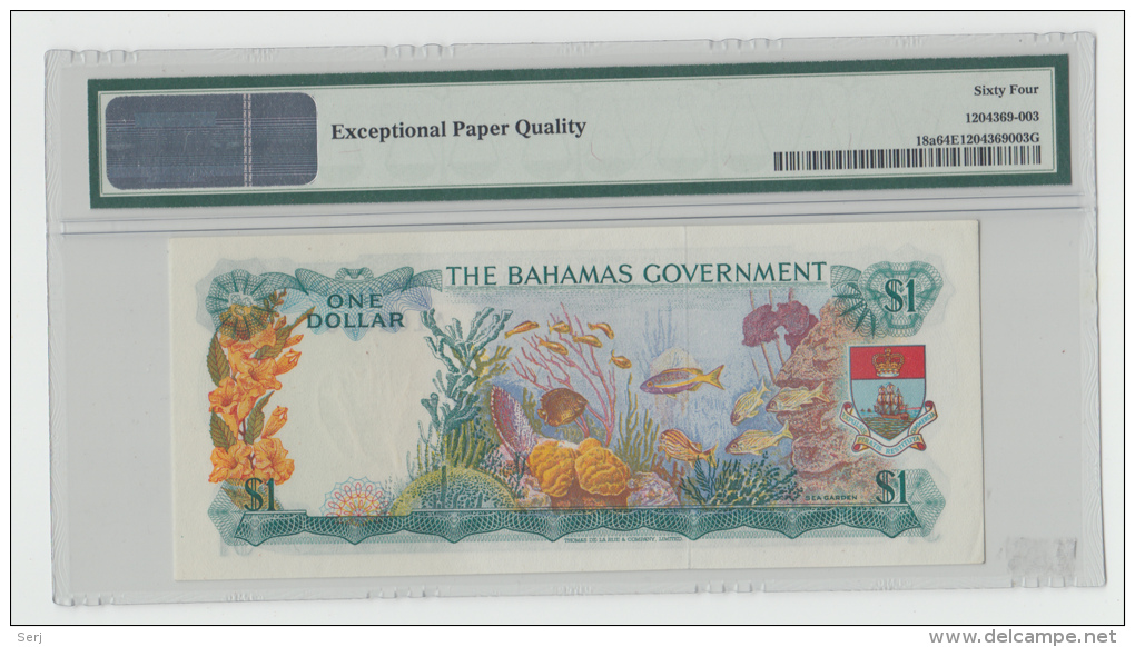 Bahamas 1 Dollar 1965 UNC PMG 64 Pick 18a  18 A - Bahamas