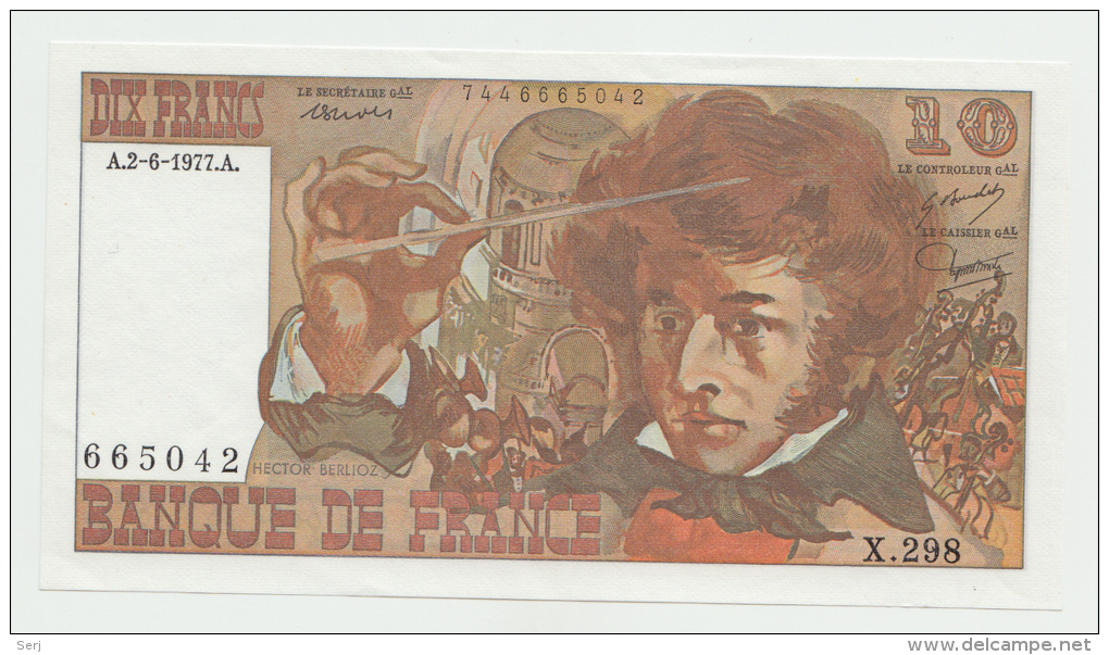 FRANCE 10 FRANCS 2-6- 1977 AUNC Pick 150c  150 C - 10 F 1972-1978 ''Berlioz''