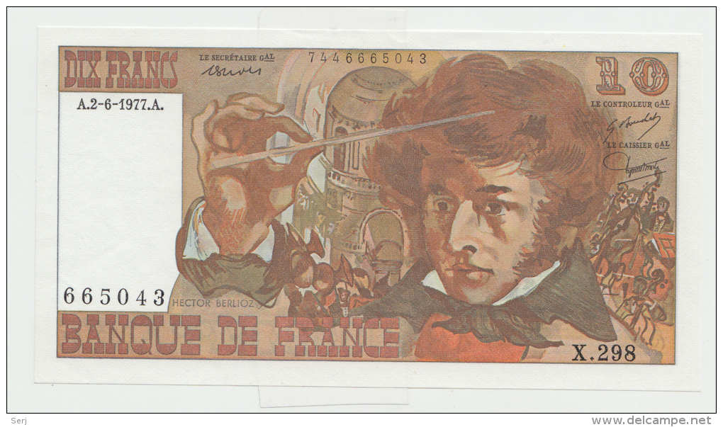 FRANCE 10 FRANCS 2-6- 1977 AUNC Pick 150c  150 C - 10 F 1972-1978 ''Berlioz''