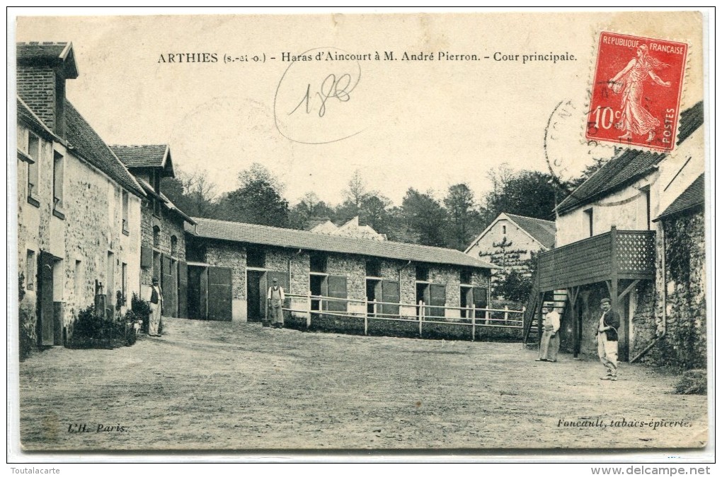 CPA 95  ARTHIES HARAS D AINCOURT A M. ANDRE PIERRON COUR PRINCIPALE 1907 - Arthies