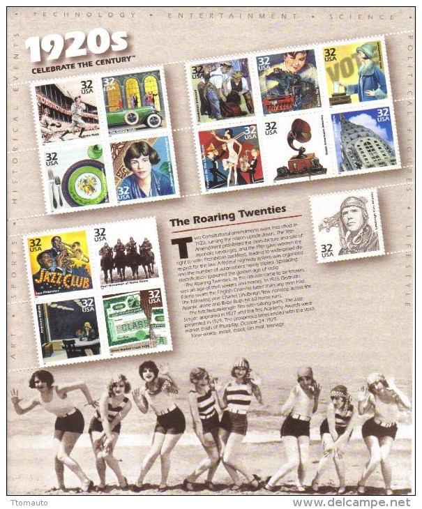 US  -  Celebrate The Century 1920s  -  Large 19 X 23 Cms 15v Sheet  -  MNH - Sheets