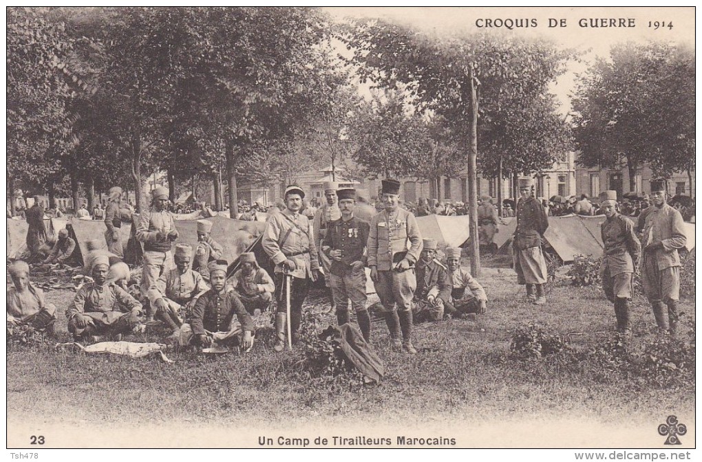 C P A---MILITARIA--croquis De Guerre 1914--un Camp De Tirailleurs Marocains--voir 2 Scans - Oorlog 1914-18