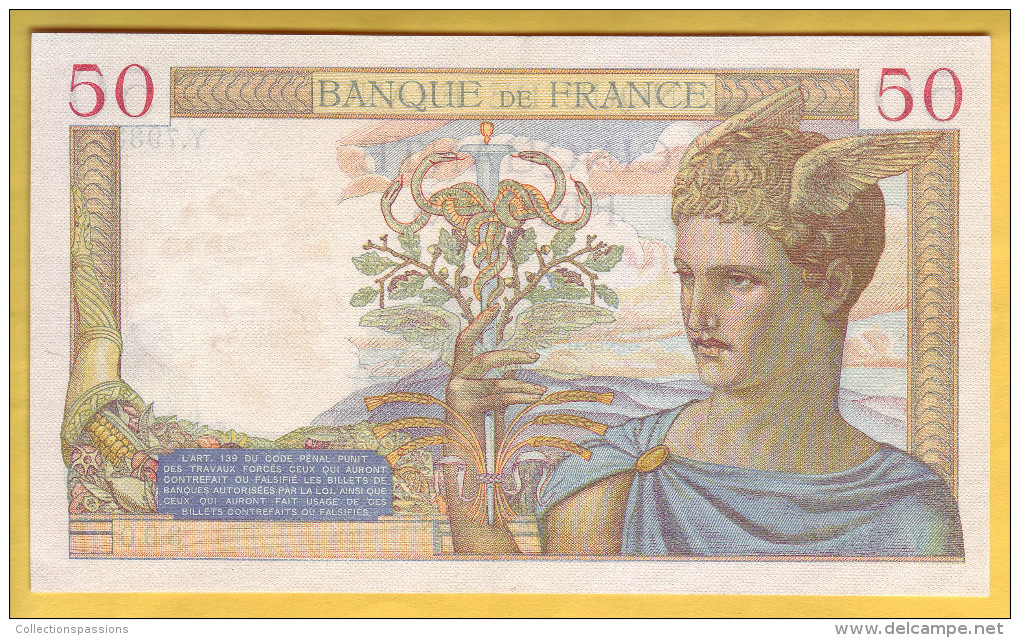 BILLET FRANCAIS - 50 Francs Cérès 17.3.1938 SUP - 50 F 1934-1940 ''Cérès''