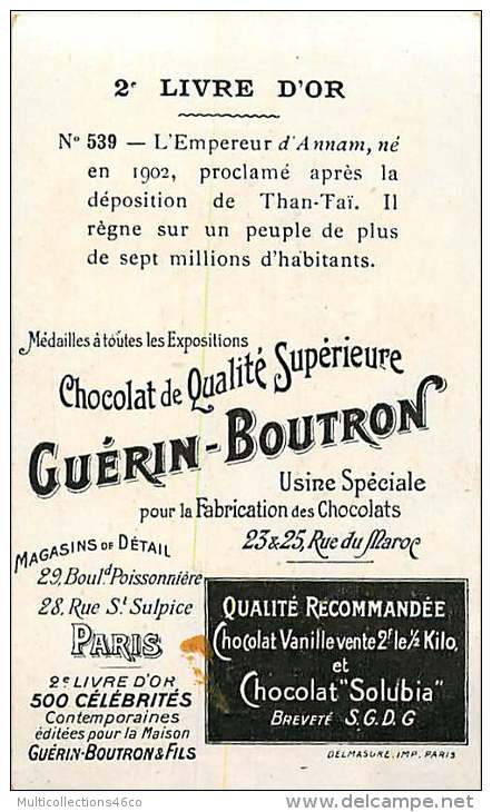 CHROMO 310715 - CHOCOLAT GUÉRIN BOUTRON N°539 Empereur D'Annam Proclamé Après La Déposition De Than-Taï - Guerin Boutron