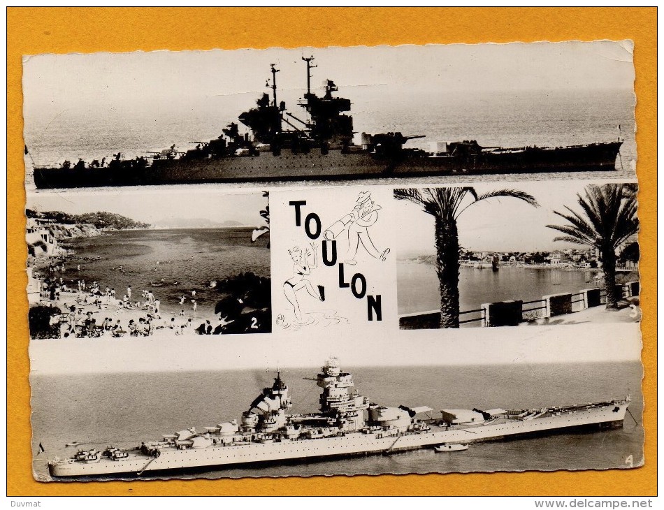 83 Toulon Multivues Le Cuirassé Jean Bart  Et Le Richelieu - Warships