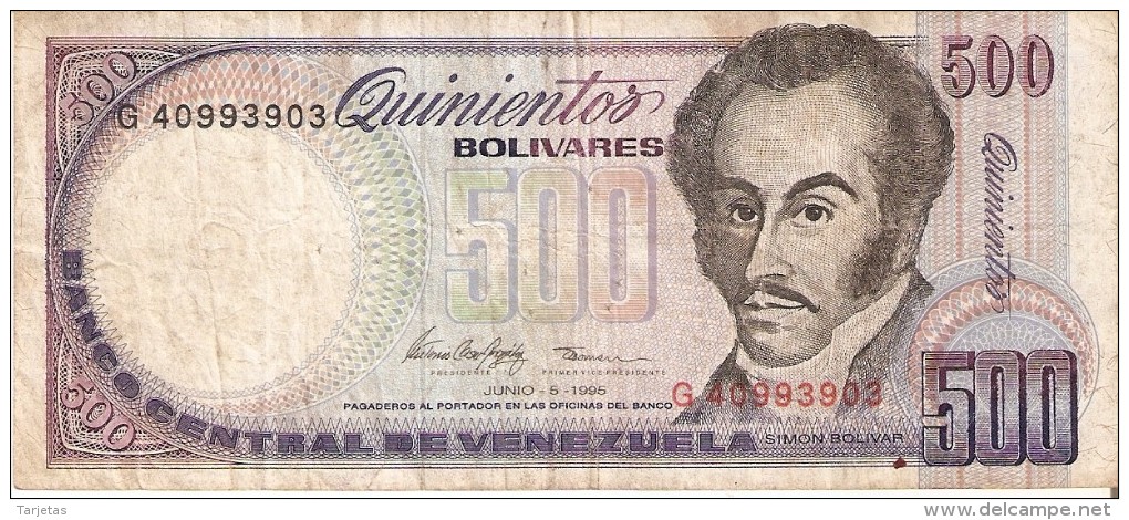 BILLETE DE VENEZUELA DE 500 BOLIVARES DEL AÑO 1995 (BANKNOTE) ORQUIDEA-ORCHID - Venezuela