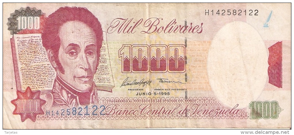 BILLETE DE VENEZUELA DE 1000 BOLIVARES DEL AÑO 1995 (BANKNOTE) - Venezuela