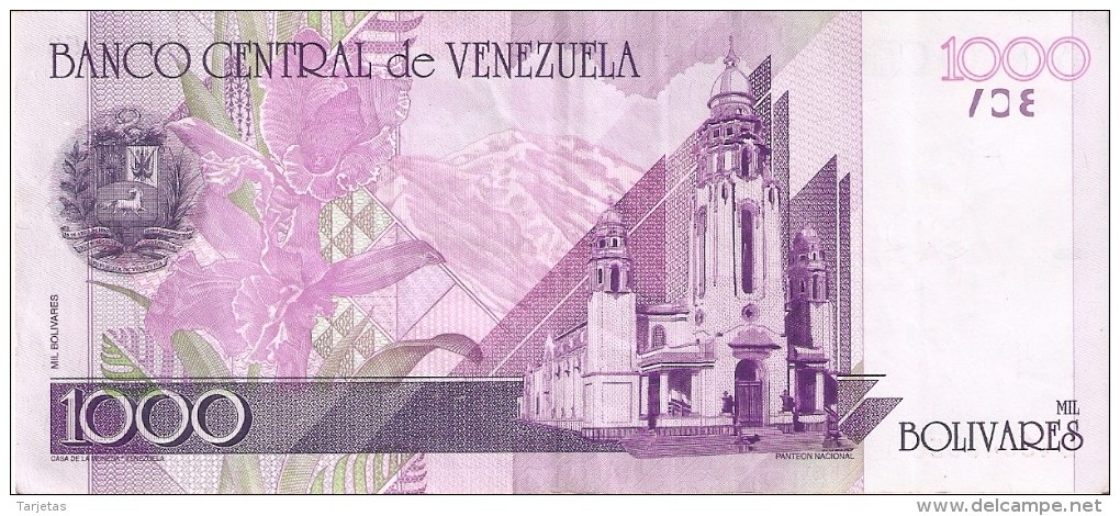 BILLETE DE VENEZUELA DE 1000 BOLIVARES DEL AÑO 1998 (BANKNOTE) - Venezuela