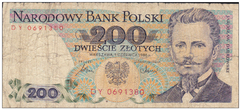 POLONIA, 200 ZLOTYCH.  1988 JAROSLAW DABROWSKI. CIRCULADO - Poland