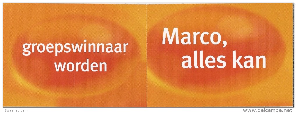 Boomerang Dubbelekaart - Marco, Alles Kan. Groepswinnaar Worden. Marco Van Basten. Staatsloterij.  2 Scans - Reclame