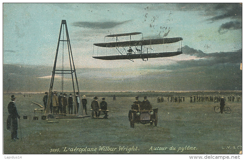 WW 722/ C P A -AVIATION -L'AEROPLANE WILBUR WRIGHT AUTOUR DU PYLONE - Spazio