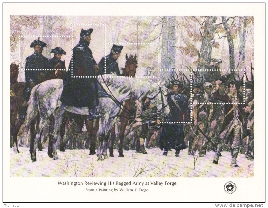 USA  -  Washington Reviewing His Ragged Army At Valley Forge  -  Large 20 X 15 Cms 5v Sheet   -  MNH - George Washington