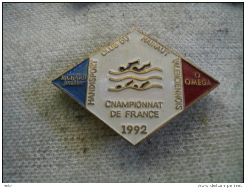 Pin´s Du Championat De France De Natation 1992.  Handisport, Club Du HAINAUT, Valenciennes - Swimming