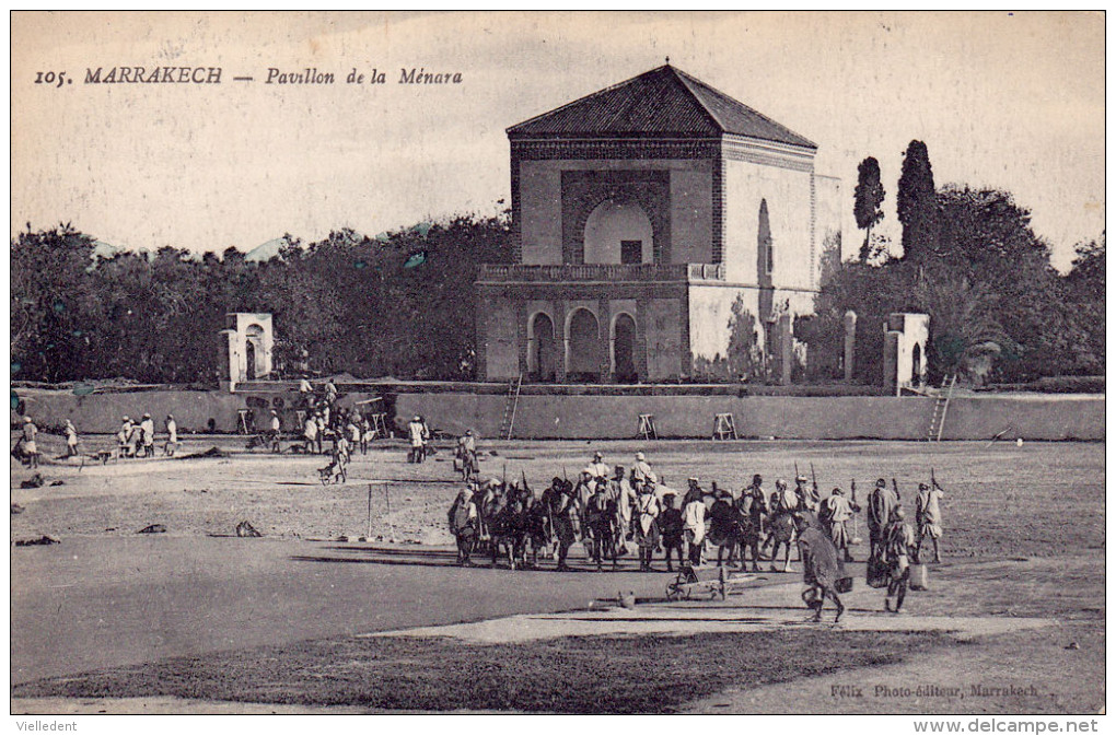 MARRAKECH - 2 Cpa Du Célèbre Photographe Félix -Pavillon De La Ménara Et Palais De L'Aguedal (Hôpital) - 2 Scans - Marrakech