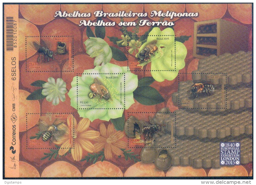 Brasil 2015 ** M/P Con Aroma De Miel.  Abejas Melíferas. See Desc. - Unused Stamps