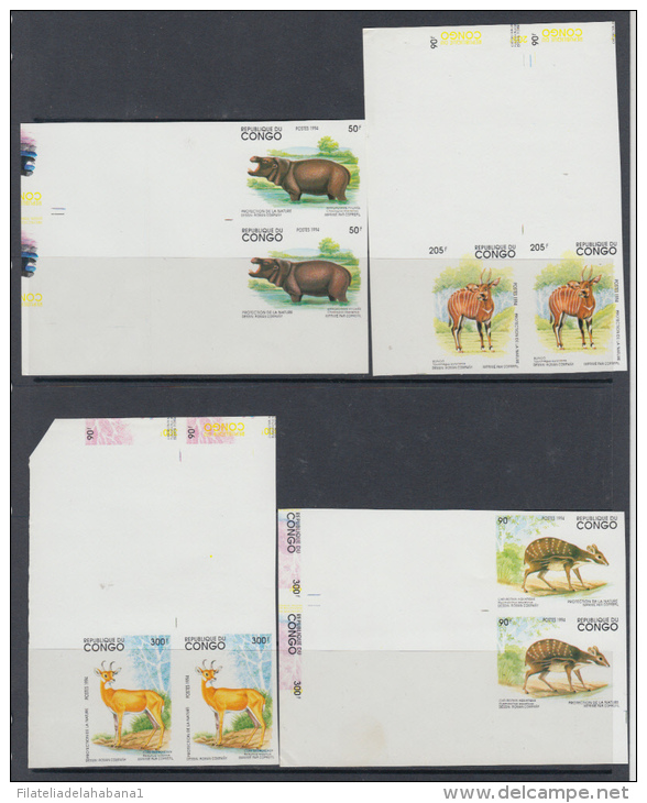 F-EX.71 CONGO MNH IMPERFORATED 1994 PAIR  FAUNA HYPO WWF - Other & Unclassified