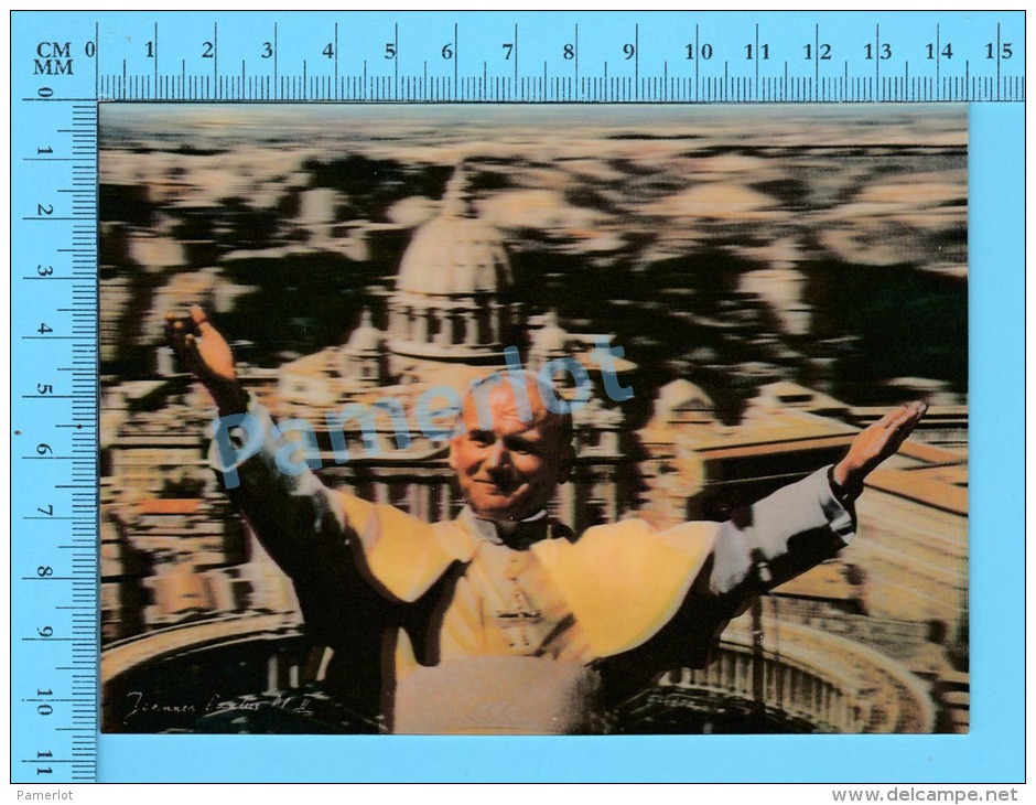 Lenticulaire Lenticular 3D-1position "Pape Jean Paul II Devant St-Pierre De Rome " 2scans - Papes