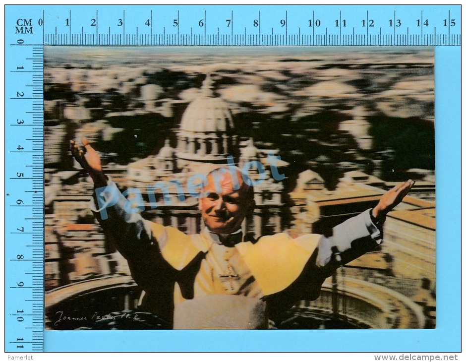 Lenticulaire Lenticular 3D-1position "Pape Jean Paul II Devant St-Pierre De Rome " 2scans - Papes