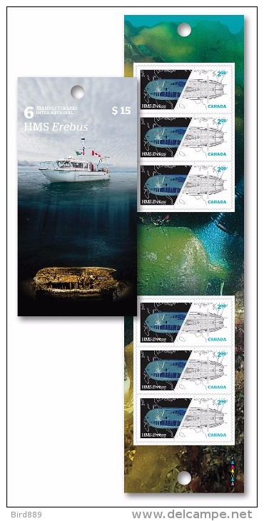 Canada 2015 Franklin Expedition HMS Erebus Wreck Ship Map Inuit Writing Full Booklet Of 6 MNH - Volledige Boekjes