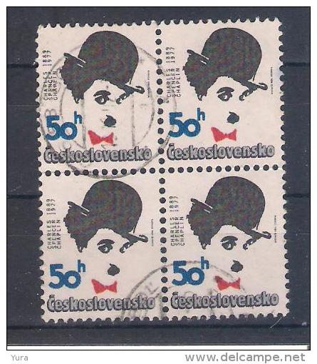 Czechoslovakia 1989  Mi Nr 2981 Ch. S. Chaplin   Block Of 4 (a5p23) - Actors