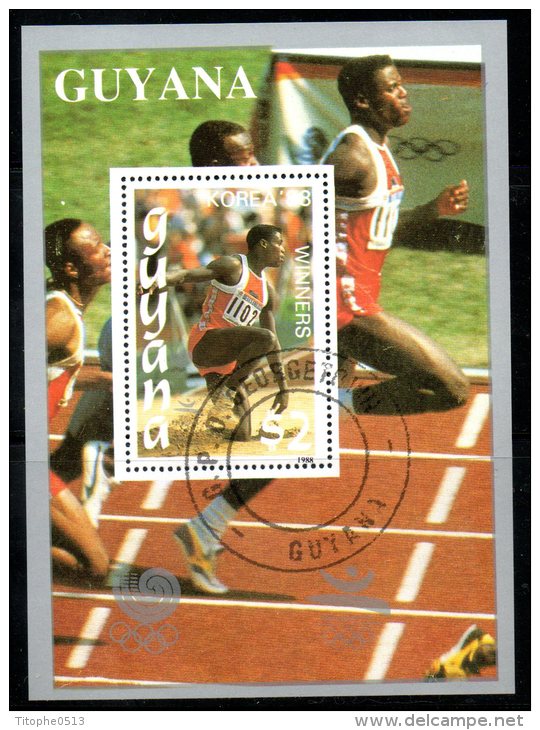 GUYANA. BF Oblitéré De 1988. Vainqueur Aux J.O. De Séoul/Carl Lewis/Athlétisme. - Summer 1988: Seoul