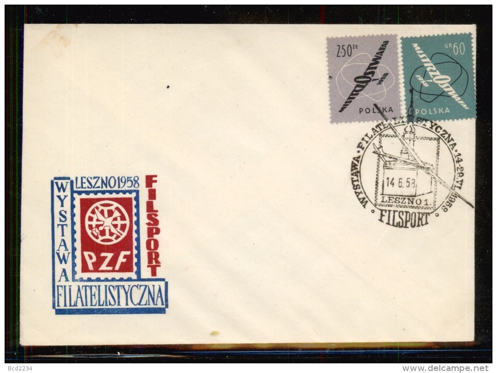 POLAND 1958 FILSPORT PHILATELIC EXPO GLIDER COMM COVER FLIGHT AIRCRAFT - Alianti