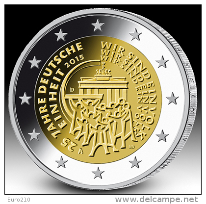 ALLEMAGNE - 2 Euro 2015 - 25e Anniversaire De La Réunification De L&rsquo;Allemagne - UNC!!! - Allemagne