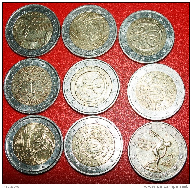 * 9 COMMEMORATIVE COINS: EUROPEAN UNION  2 EURO DIFFERENT TYPES 2004-2012!  LOW START  NO RESERVE! - Kilowaar - Munten