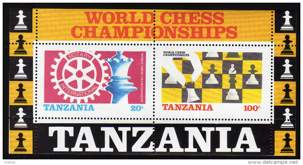 TANSANIA 1986 ** Schach WM /  Chees & Rotary - Block 54 MNH - Schach