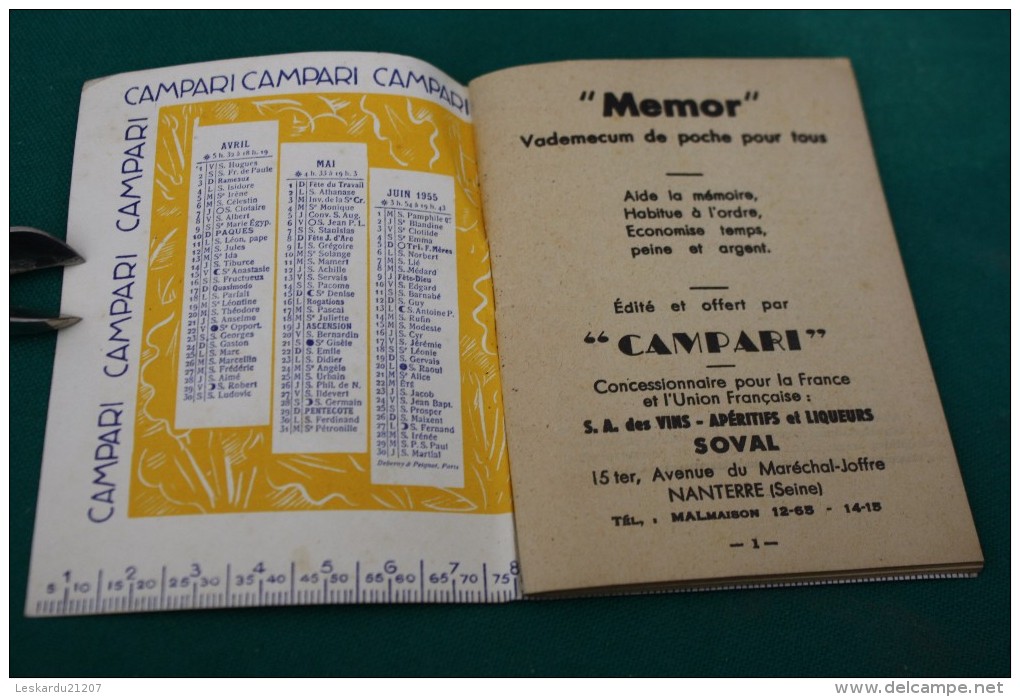 MEMOR - Calendrier Publicitaire - CAMPARI - STRASBOURG - Petit Format : 1941-60