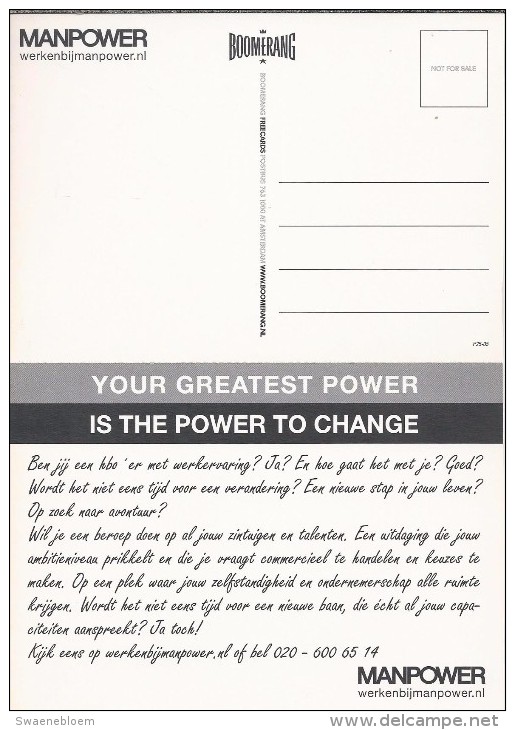 Boomerang Dubbelekaart - Manpower. Your Greatest Power Is The Power To Change.  2 Scans - Reclame