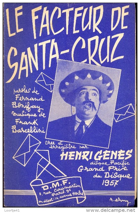 Muziek Musique Chanson - Le Facteur De Santa Cruz - Henry Gènès - 1957 - Partitions Musicales Anciennes