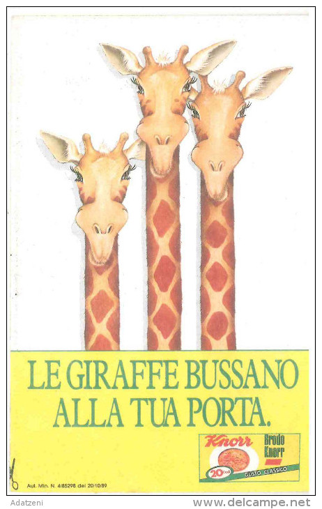 # CARTOLINA PUBBLICITARIA CONCORSO KNORR – LE GIRAFFE BUSSANO ALLA TUA PORTA - 1989 CONDIZIONI BUONE - Pubblicitari