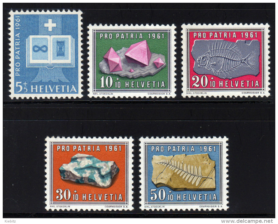 SCHWEIZ 1961 ** Mineralien & Fossilien - Kompletter Satz MNH - Mineralien