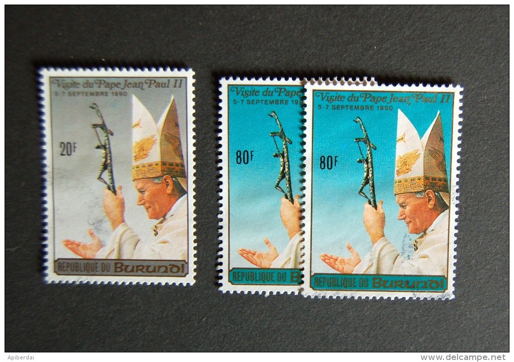 Burundi - 1990 Papal Visit 1 X 20F + 2 X 80F - Usados