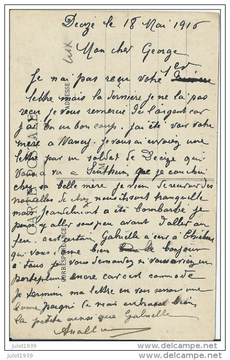 NANCY ..-- 54 - M. Et MOSELLE . Caserne 79ème Régiment , Bataillon . 1915 . MILITARIA !! Voir Verso . - Nancy