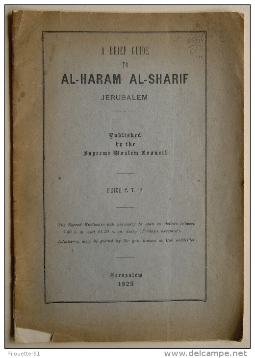 SUPREME MOSLEM COUNCIL/ A BRIEF GUIDE TO AL-HARAM AL-SHARIF/ JERUSALEM 1925 - 1900-1949