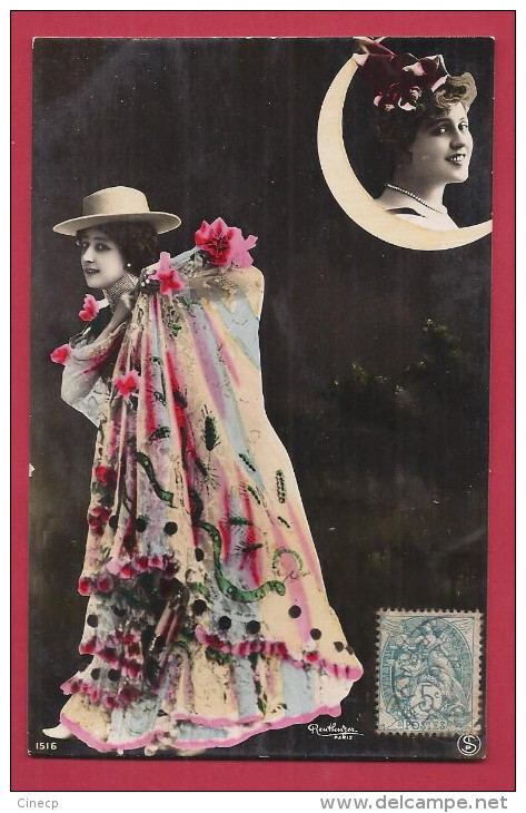 CPA ARTISTE FEMME -  Brésil - Photographe Reutlinger Paris - Photomontage Visage Sur Lune - Entertainers