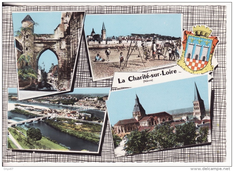 LA CHARITE SUR LOIRE (Nièvre) 4 Vues Avec Armoirie-Blason De La Ville - GRAND FORMAT - VOIR  2 SCANS - - La Charité Sur Loire