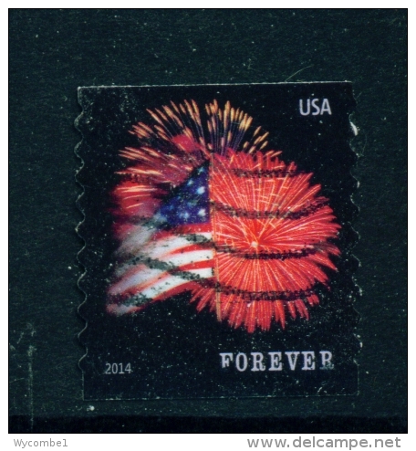 USA  -  2014  Flag And Fireworks  Forever  Used As Scan - Oblitérés