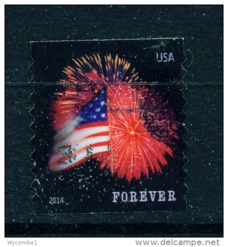 USA  -  2014  Flag And Fireworks  Forever  Used As Scan - Gebruikt