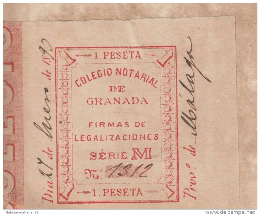 E1195 SPAIN ESPAÑA OLD DOC PROCURADORES LAWYER &amp; NOTARIES 1893 GRANADA - Fiscaux-postaux
